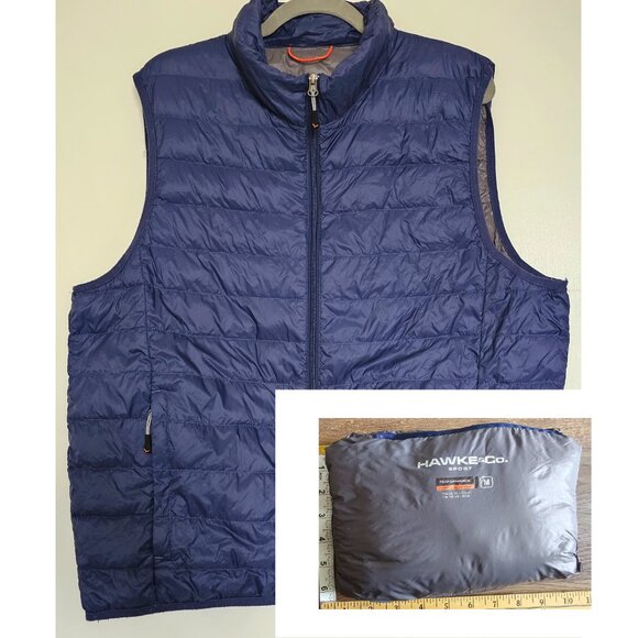 Hawke & Co Sport Performance Zip Up Packable Puffer Vest M Medium Blue - Picture 1 of 9